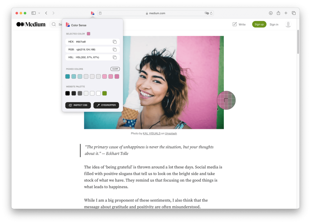 Safari extension - Color Sense, Color Picker for Safari Image