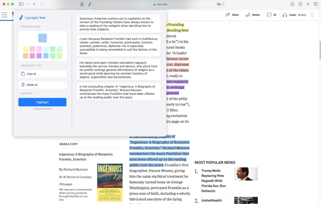 Highlight Text for Safari - safari extension